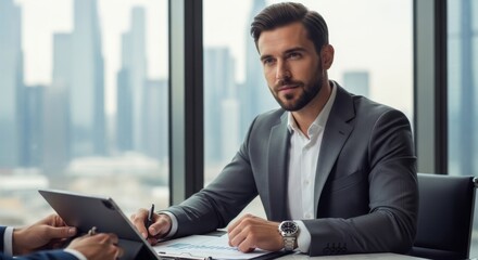 Fototapeta premium Successful businessman in corporate office