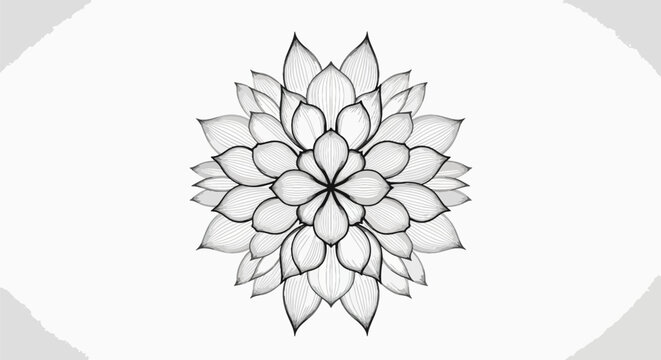Floral Mandala Design Black and White Decorative Pattern.