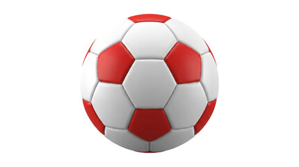 Fototapeta premium Red and white soccer ball isolated on transparent background for sports design projects
