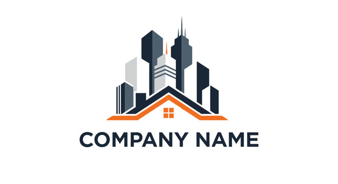 Company Logo with Cityscape Design Elements.