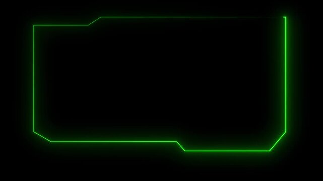 green neon rectangular frame on black background