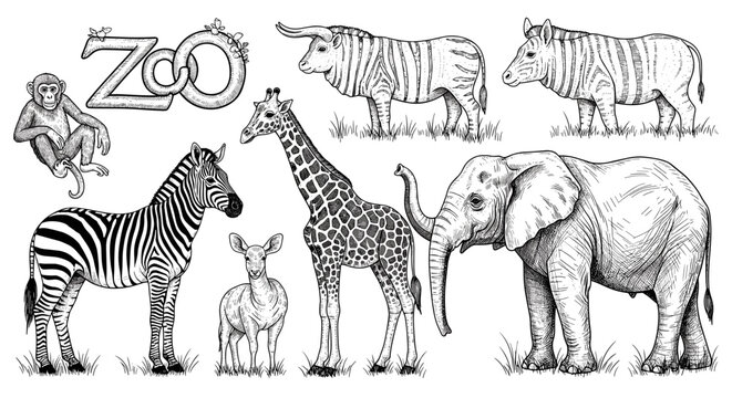 zoo animals lineup