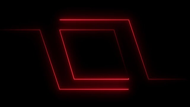 neon red parallelogram outlines on black background