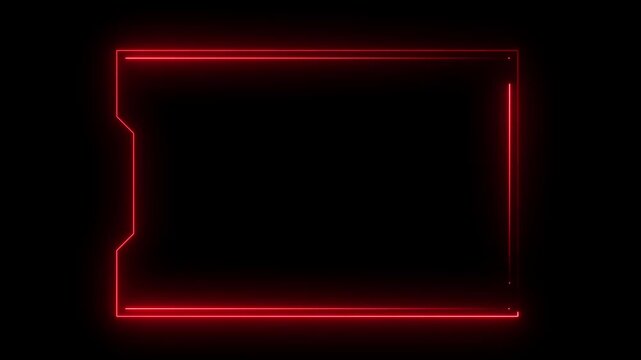 red neon ticket frame glowing against black background