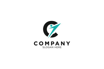 Fototapeta premium human letter c with business minimalist logo template