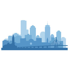Fototapeta premium Modern Cityscape Silhouette Blue Skyline with Bridge and Tall Buildings
