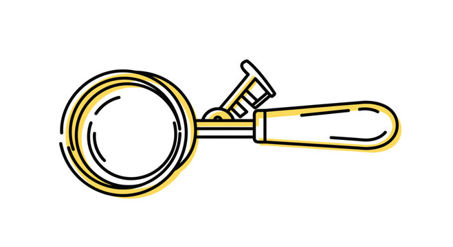 Magnifying glass with handle closeup.