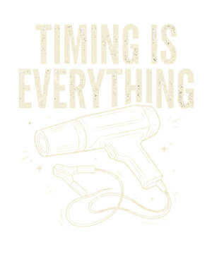 Timing is Everything: A stylized graphic presents a spark timing light, accompanied by the bold assertion that Timing is Everything.