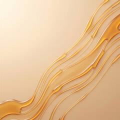 Obraz premium Golden honey syrup flowing on a beige background texture 