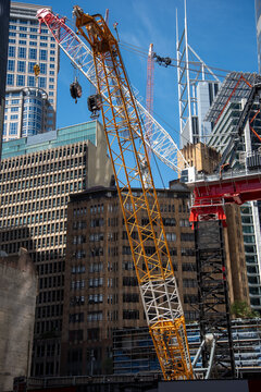 Cranes at a city construction site