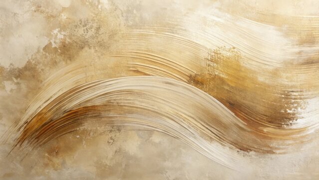 Abstract Beige and Brown Hues Swirling in Elegant, Textured Strokes on Canvas