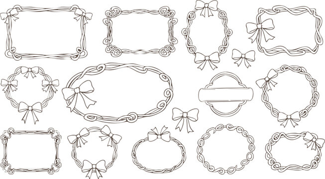 Hand drawn square frame doodles, abstract cartoon borders with wavy edges and minimal decorative style