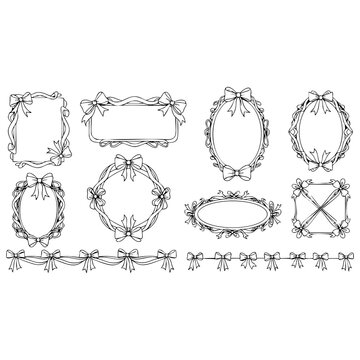 Hand drawn square frame doodles, abstract cartoon borders with wavy edges and minimal decorative style