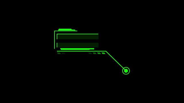 Graphic callout green box on black. Futuristic graphic callout with circle. Professional graphic callout for environmental data and tech interface display annotations art.