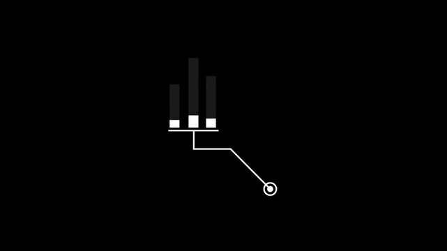Sci-fi technology HUD with vertical bars. Futuristic sci-fi technology HUD on black. Digital sci-fi technology HUD for signal monitoring and navigation interface design.