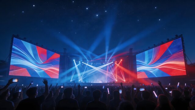 Concert crowd under vibrant stage lights
