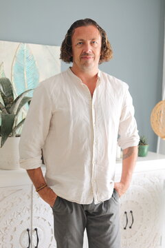Man in Casual Linen Shirt