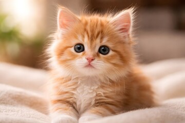 Obraz premium cat, kitten, cute, animal, pet, orange, fluffy, fur, adorable, eyes, small, baby, domestic, feline, soft, lovely, sweet, innocent, portrait, closeup, nature, calm, cozy, whiskers, ears, tiny, playful,