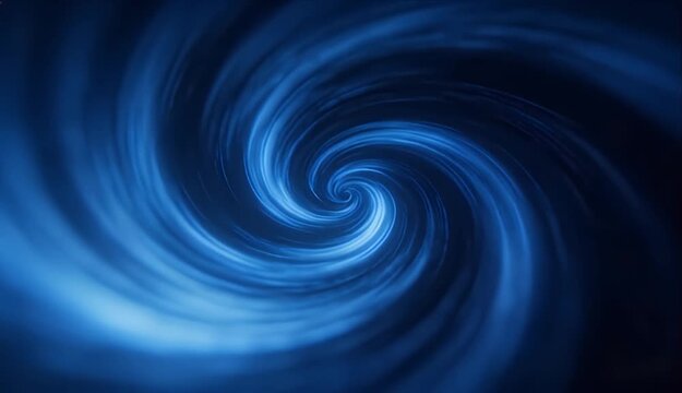 Abstract blue vortex swirl spiral motion background with looping energy and glowing light, dark depth, dynamic seamless design for SEO friendly search ready upload