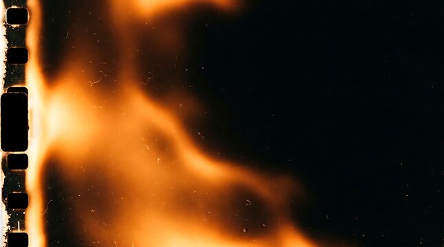 Film burn light leak texture with sprocket holes on black background imagine studio