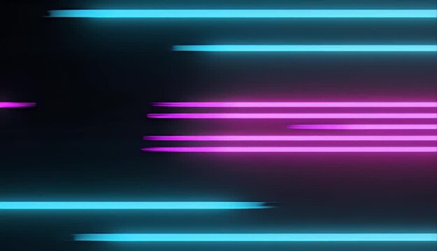 Neon light streak abstract looping background with cyan and magenta glow dark wall, neon light line background looping abstract glow for modern wallpaper, neon line background with looping magenta