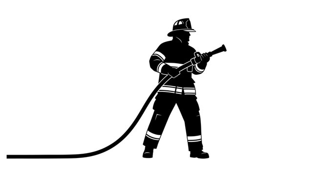 Firefighter holding hose nozzle