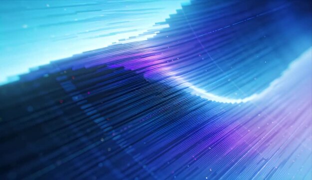 Abstract background blue purple light diagonal line glowing fiber motion blur digital wave, abstract blue purple light streak background with looping motion and glowing gradient texture for modern