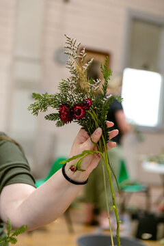 A small posy held in a hand