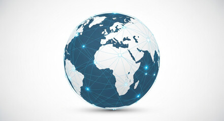 Obraz premium Digital Globe with Connections Representing Global Network.