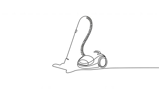 Continuous One-Line Drawing Animation - Vacuum Cleaner Vector Design