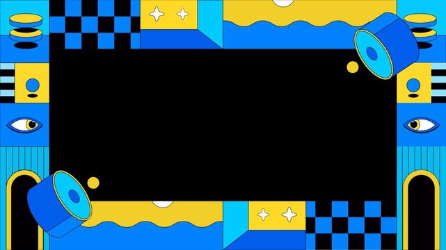 animation border retro pop art design with abstract object for element design