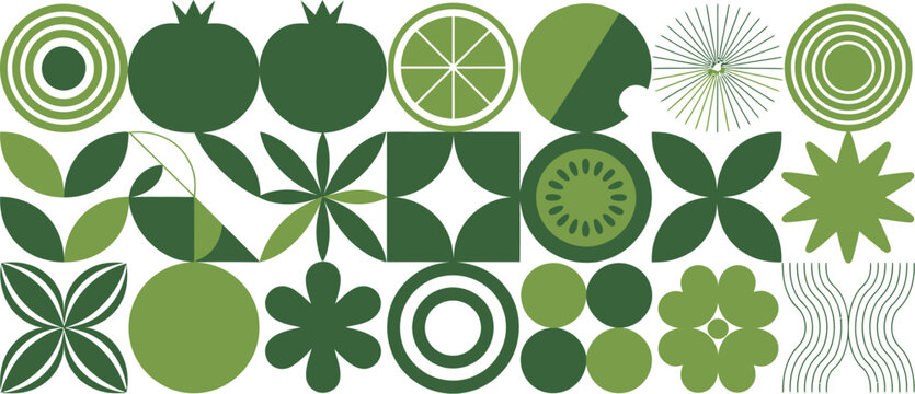 Fresh seamless pattern design featuring a vector illustration of green trees and leaves with juicy citrus fruit slices like lemon lime and orange for a healthy tropical nature background string