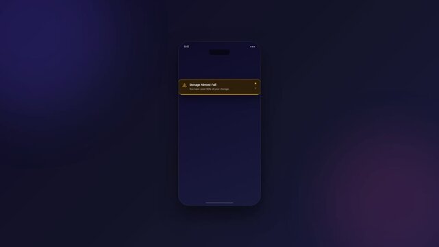 Mobile App Dark Notification Popup Toast Alert UI Animation