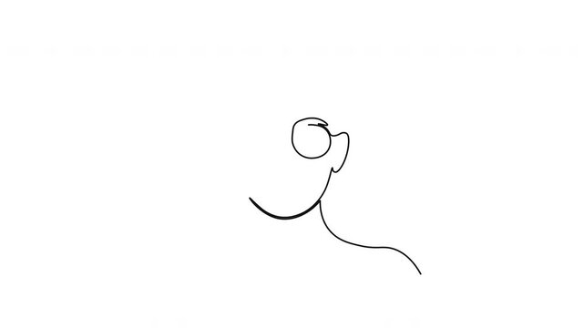 Continuous One-Line Drawing Animation - Person with Glasses Vector Design