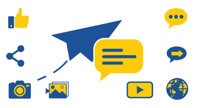 Social media marketing, communication, connection, and online messaging concept