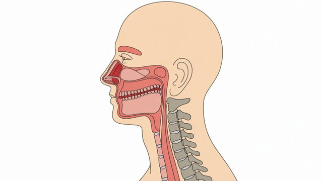 Anatomical head showing muscle and nerve structure