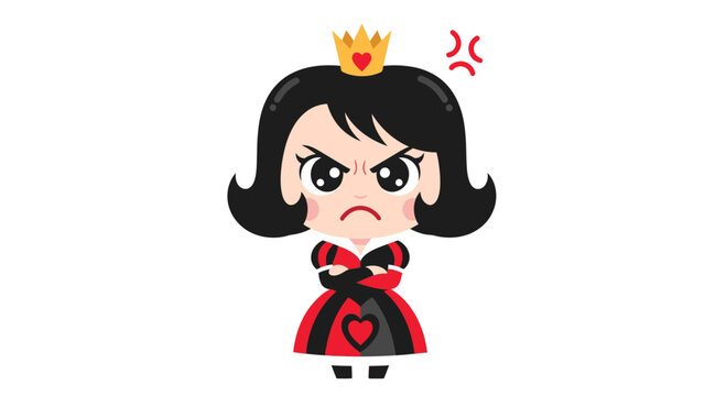 Queen Character Illustration with Angry Expression and Crossed Arms