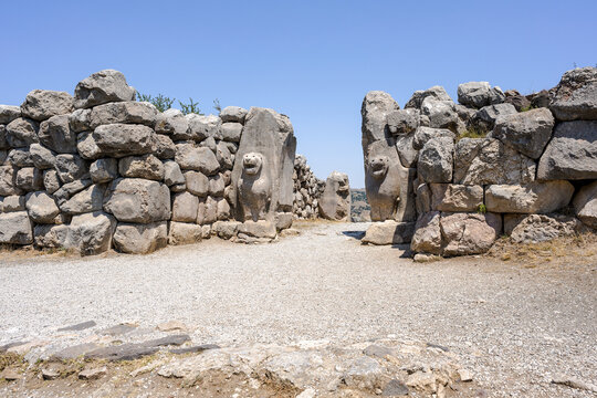 The Lion Gate of ancient Hattusha, the ruins and archaeological site of the ancient capital of the Hittite Empire.