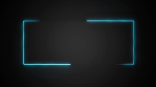 Futuristic Blue Neon Glowing Rectangular Border Frame On Dark Background