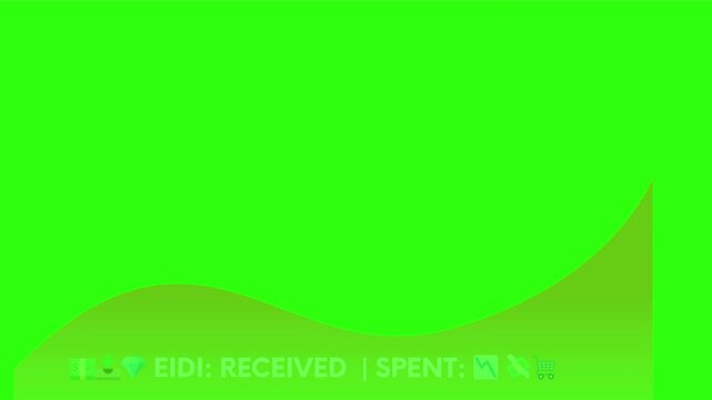 Eidi received and spent tracker overlay on green screen, financial management interface for Eid celebration, digital budget counter animation