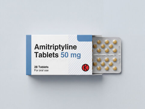 Amitriptyline 50mg Tablets Pharmaceutical Medicine Box Packaging for Mental Health Treatment