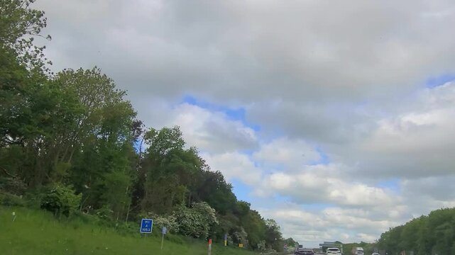 Car Mounted Camera Footage of British Road Travel and Traffic Footage of M6 Motorways Southbound Highways Travel Near Birmingham City of England United Kingdom on Evening of 18th, July 2025