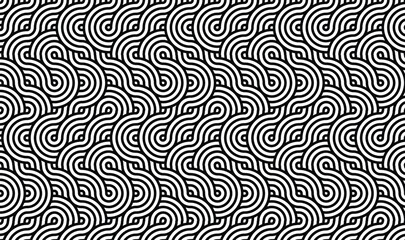 Fototapeta premium Seamless Grey Geometric Wave Pattern, Abstract Modern Concentric Circle Ornaments, Retro Minimalist Line Art Background, Textured Silver Vector Backdrop for Textile and Wallpaper Design 