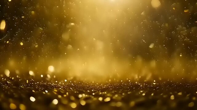 Golden light particles falling down.