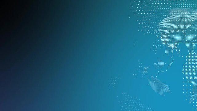 Earth world dotted globe on blue. Blue gradient earth world globe for tech. Global earth world visualization for international network and digital communication concepts.