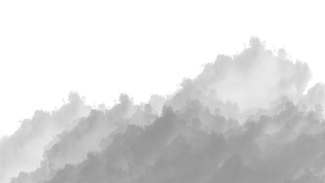 Dramatic cloudscape with fluffy white clouds on transparent background high-quality professional detailed