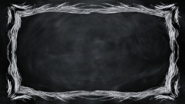 Empty Blackboard Frame with Decorative Chalk Edges Ideal for Educational Inspirational Backgrounds and Creative Writing Displays