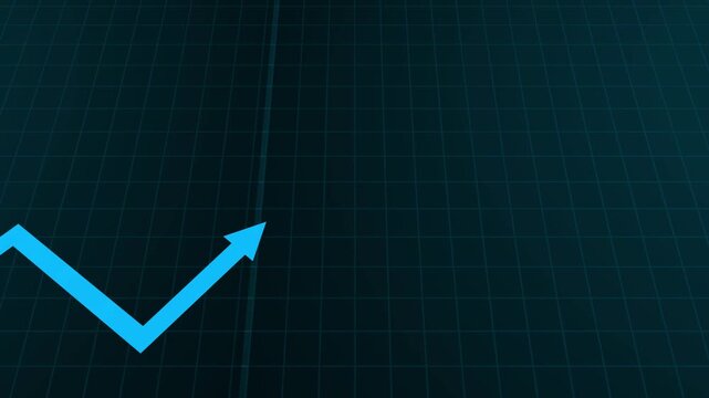 Decline graph blue arrow on dark grid. Downward trending decline graph for data. Statistical decline graph for financial loss and negative business trend visualizations art.