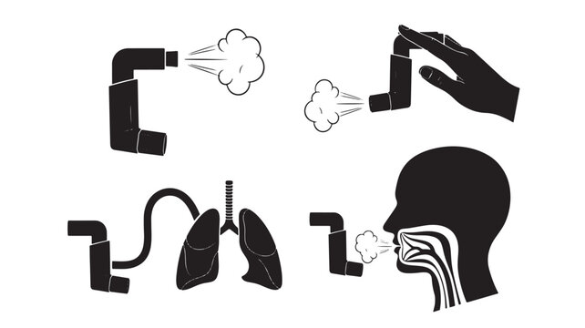 Tactical gun silhouette set with muzzle smoke explosions, ammunition barrels, and dramatic line-art burst icons featuring weapon icon, rifle, firearm