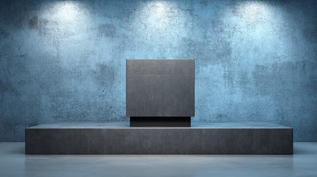 Abstract concrete stage and cube for product display